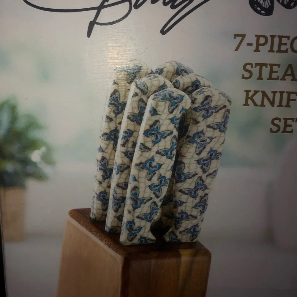 🦋Dolly 7-Piece Steak Knife Set with Butterfly Print Handles
